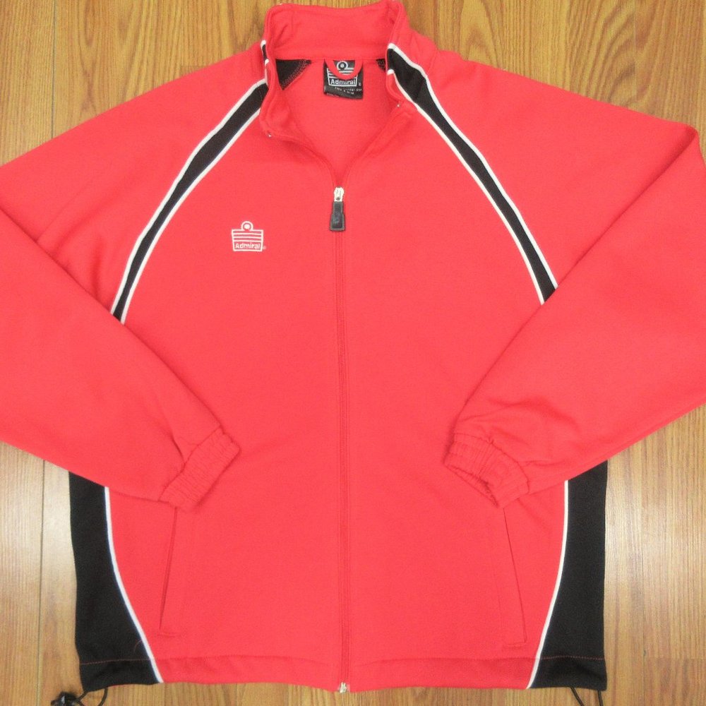 ADMIRAL FULL ZIP TRACK JACKET POLYESTER RED, BLACK & WHITE Sz MEDIUM, M